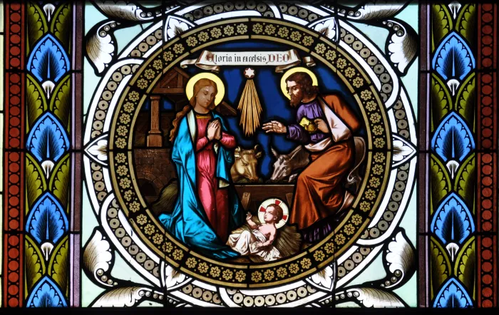 Mehrerau_Collegiumskapelle_Fenster: Geburt Christi